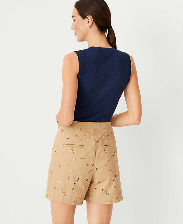 The Petite Side Zip Metro Short in Embroidery