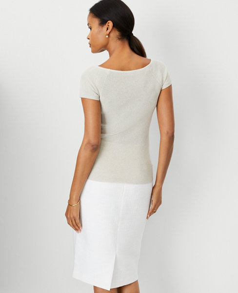 Shimmer Ribbed Wide Neck Tee