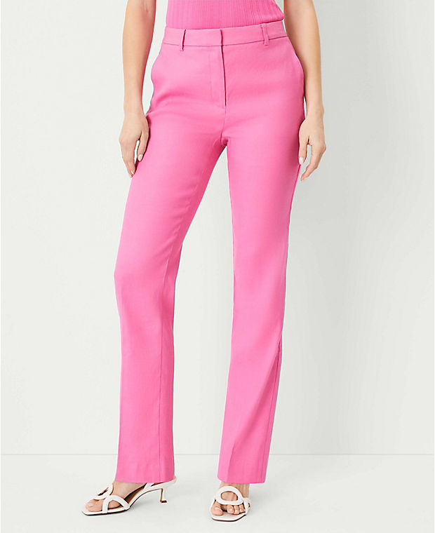 The Petite High Rise Slim Straight Pant in Linen Blend
