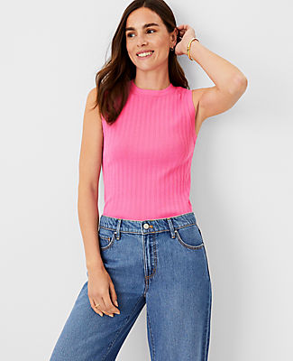 Ann Taylor Petite Ribbed Sweater Shell Top