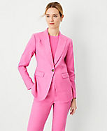 The Petite Wide Peak Lapel One Button Blazer in Linen Blend carousel Product Image 1