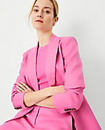 The Petite Wide Peak Lapel One Button Blazer in Linen Blend carousel Product Image 3
