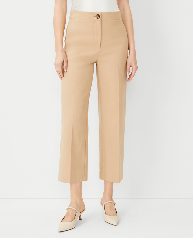 Ann Taylor The Petite High Rise Kate Wide Leg Crop Pant Texture