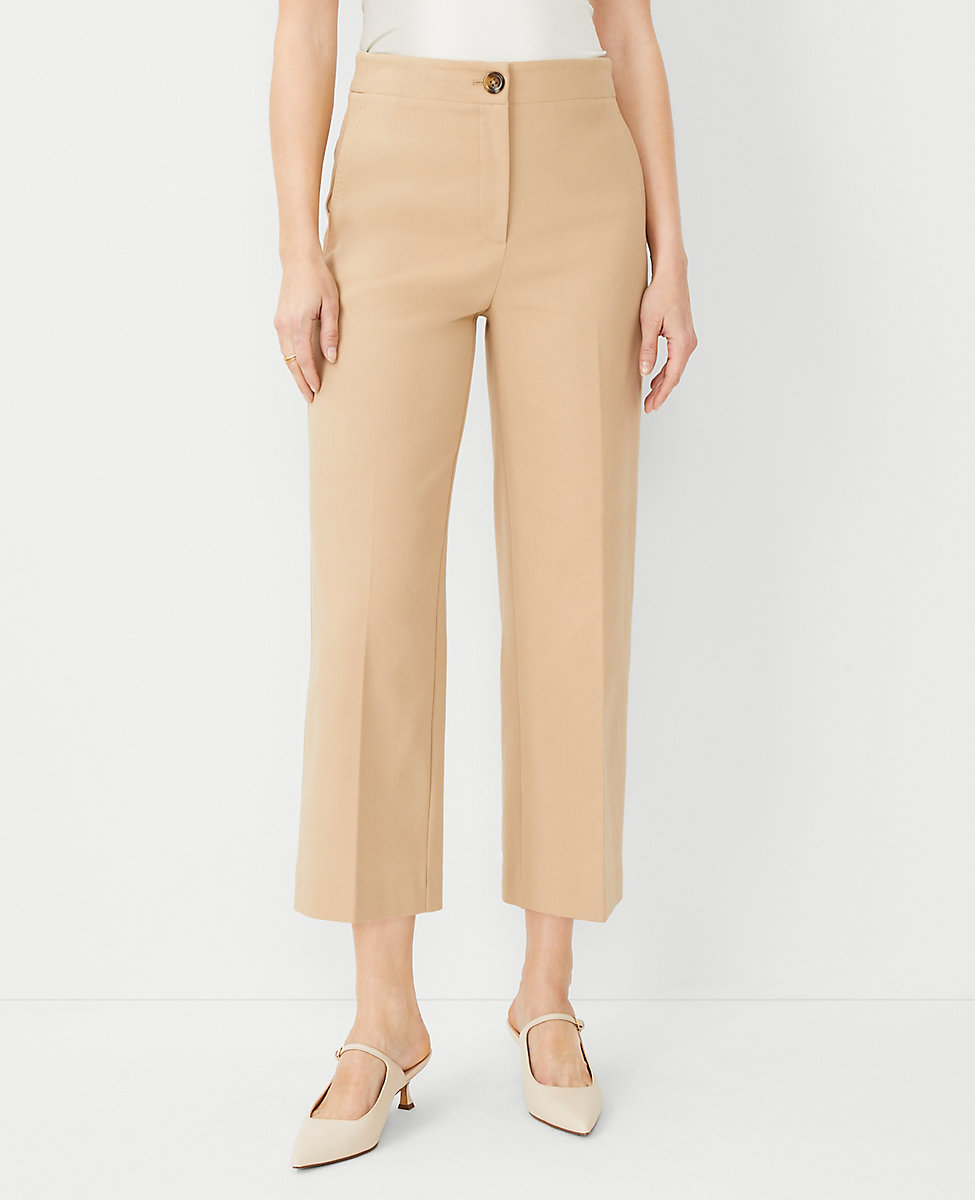 The Petite High Rise Kate Wide Leg Crop Pant in Texture