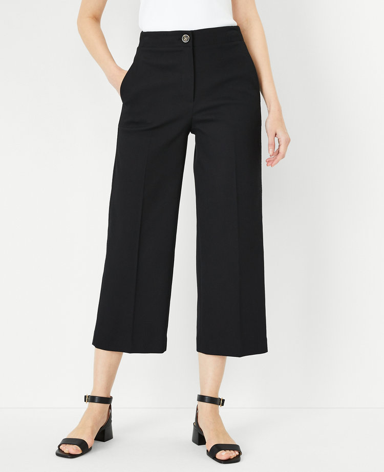 The Petite High Rise Kate Wide Leg Crop Pant in Texture