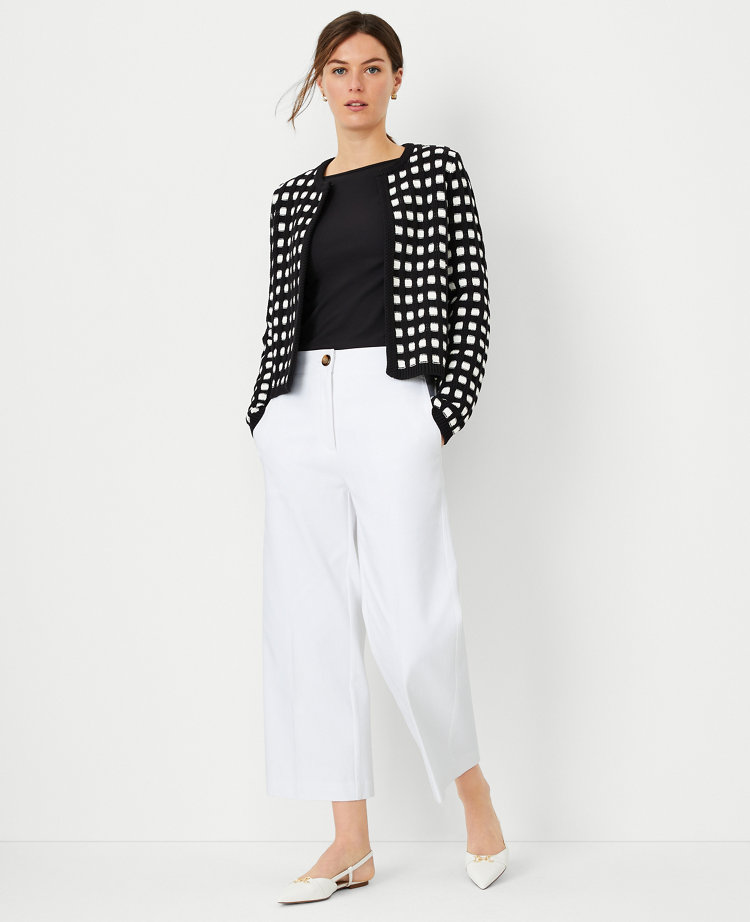 The Petite High Rise Kate Wide Leg Crop Pant in Texture