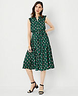 Petite Floral Tile Ruffle Belted Flare Dress carousel Product Image 2