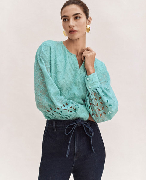 Petite Eyelet Wide Cuff Popover
