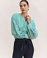 Petite Eyelet Wide Cuff Popover carousel Product Image 1