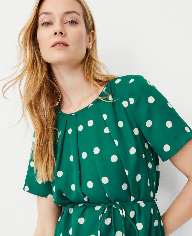 Tall Dot Flounce Hem Belted Shift Dress