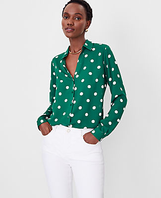 Ann Taylor Petite Dotted Essential Shirt