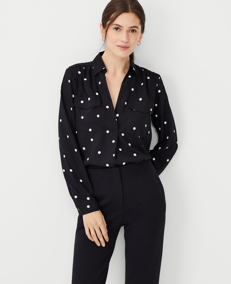 Ann Taylor Petite Dot Camp Shirt