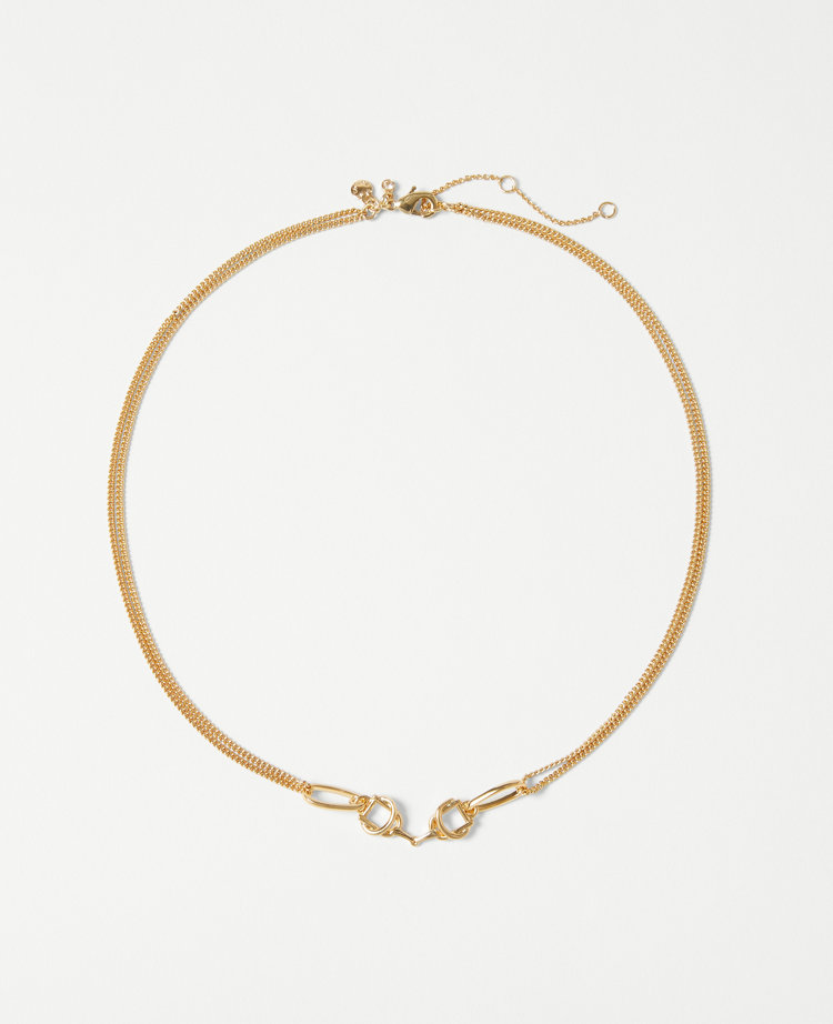 Ann Taylor Horsebit Necklace Goldtone Women's