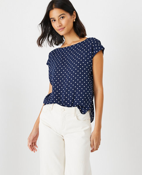 Ann Taylor Petite Dotted Boatneck Tee