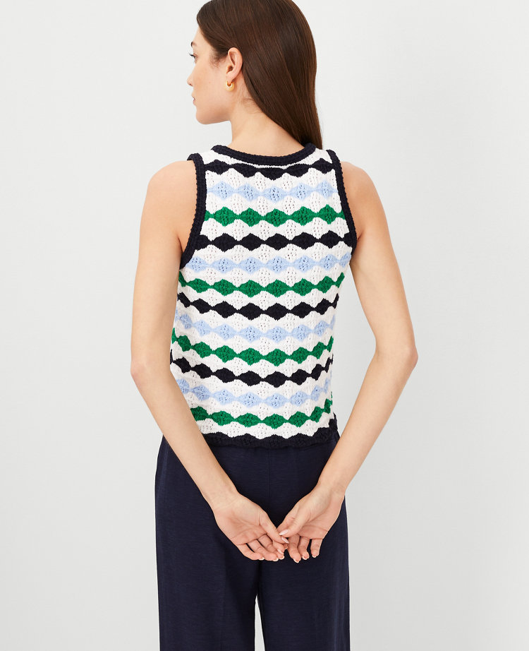Striped Crochet Halter Shell