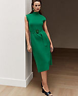 Petite Mock Neck Belted Sweater Dress carousel Product Image 1