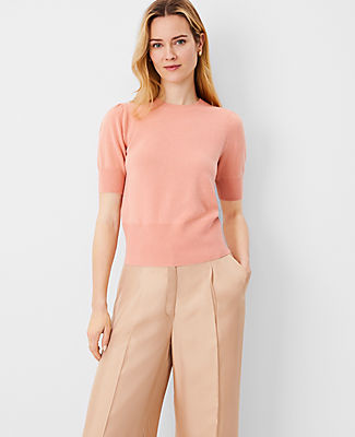 Ann Taylor Studio Collection Cashmere Puff Sleeve Sweater Tee