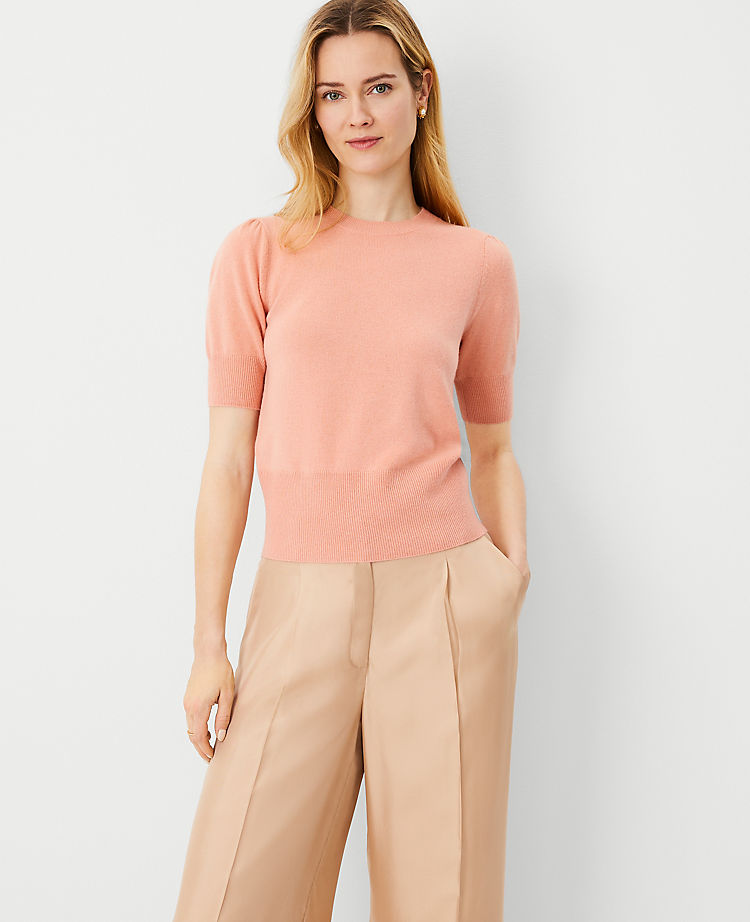 Studio Collection Cashmere Puff Sleeve Sweater Tee