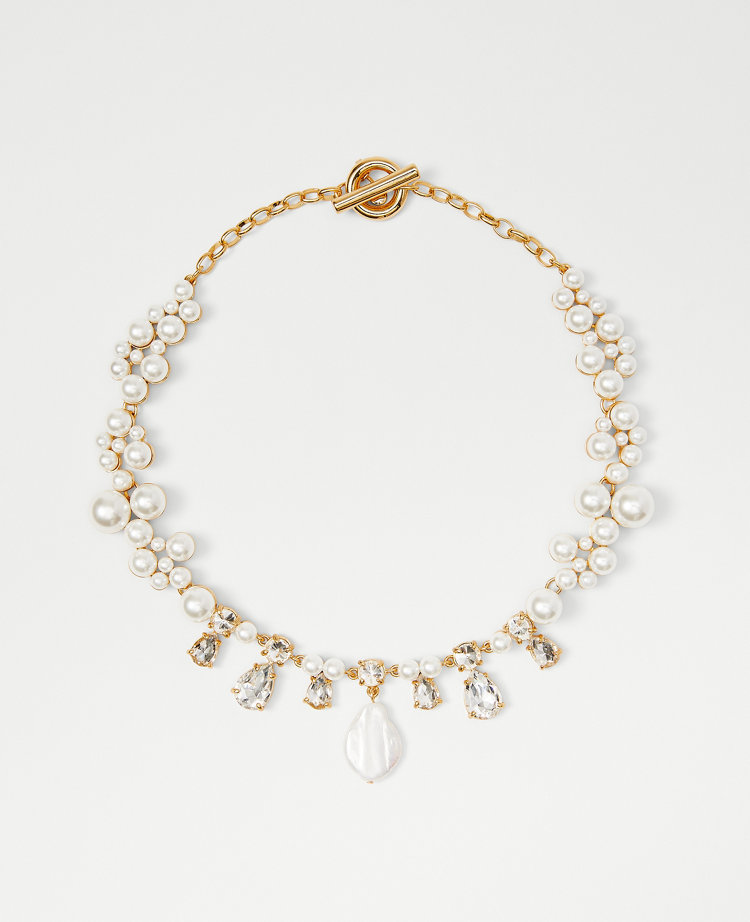 Pearlized Pendant Necklace - Goldtone