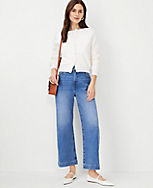 Petite High Rise Wide Leg Crop Jeans in Medium Stone Wash carousel Product Image 1