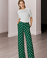 Pleated High Rise Wide Leg Pants in Dotted Crepe carousel Product Image 1