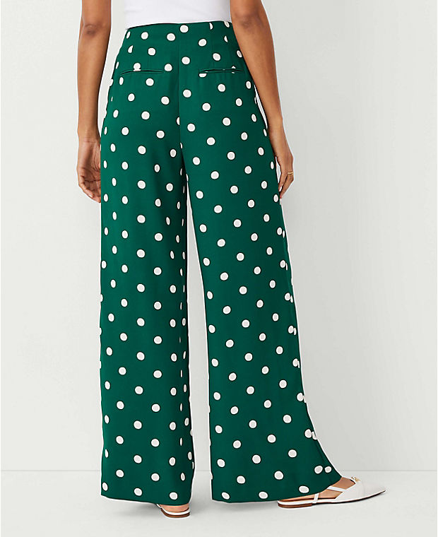 The Pleated Wide Leg Pant in Dotted Crepe
