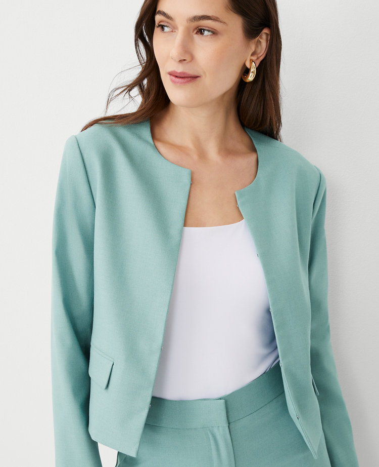 The Petite Crew Neck Jacket in Texture