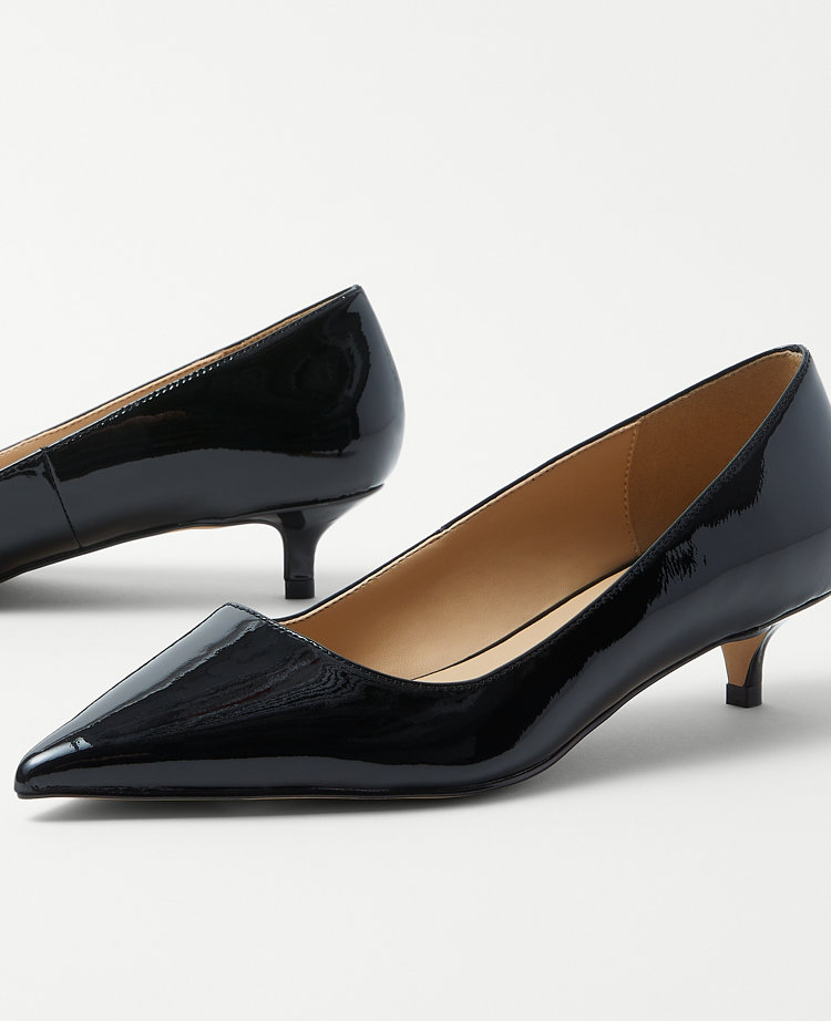 Patent Pointy Toe Kitten Heel Pumps