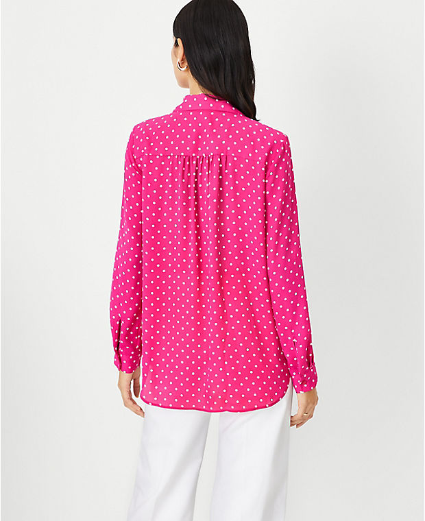 Petite Dotted Camp Shirt
