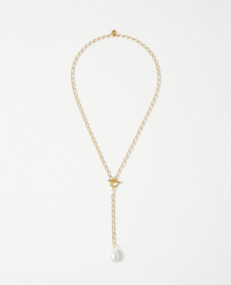 Pearlized Lariat Necklace