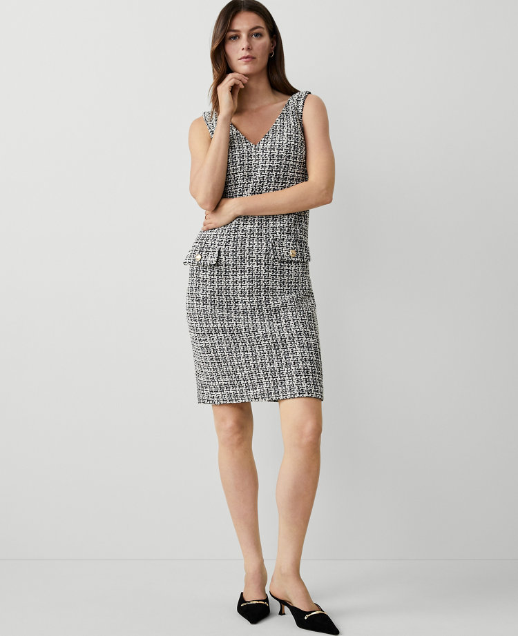 Ann Taylor Textured Knit Button Pocket Shift Dress