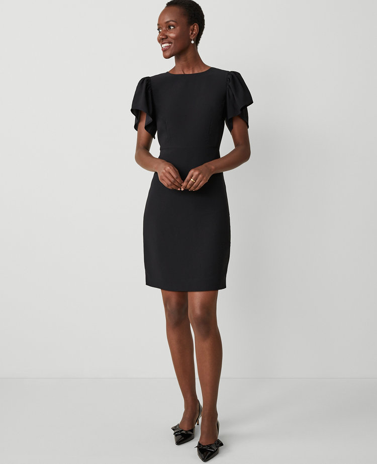 Ann Taylor Flutter Sleeve Flare Dress