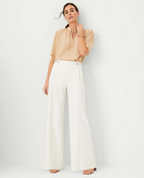 Petite The Wide Leg Sailor Palazzo Pant in Twill