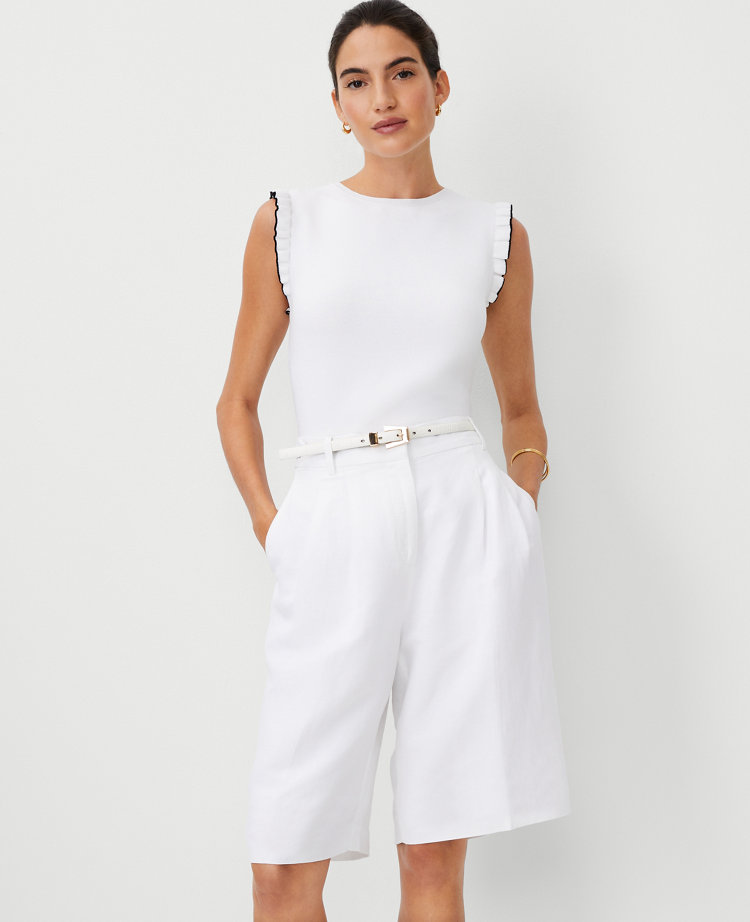 Tipped Ruffle Trim Shell