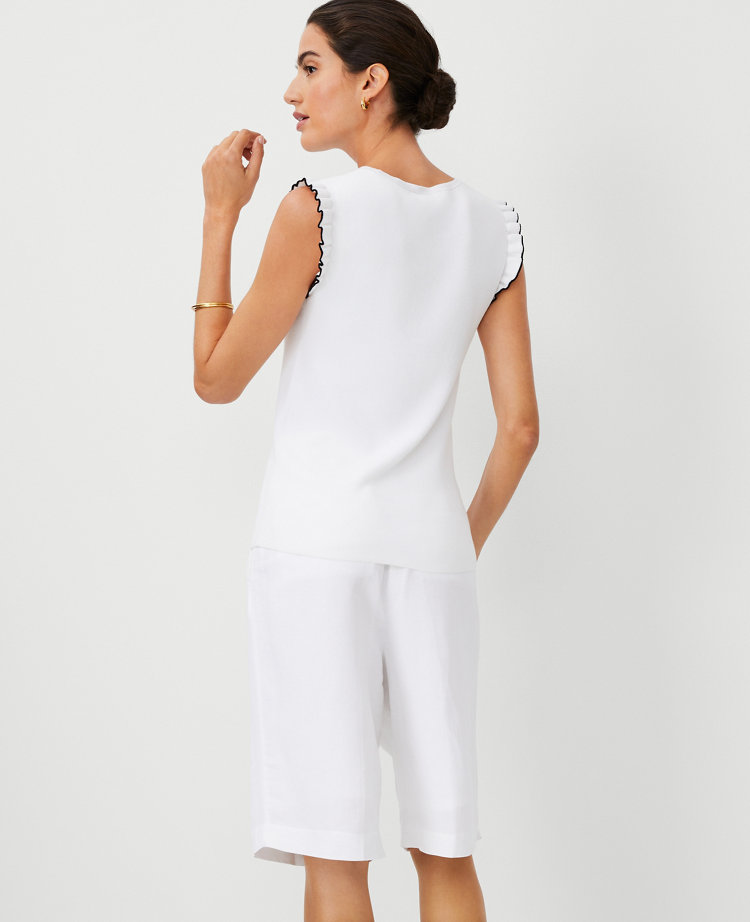 Tipped Ruffle Trim Shell
