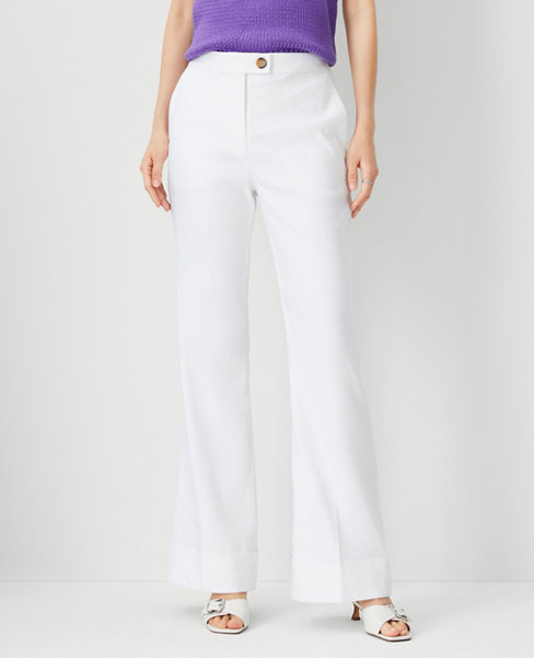 The Petite Tab Waist Cuffed Trouser Pant in Linen Twill - Curvy Fit