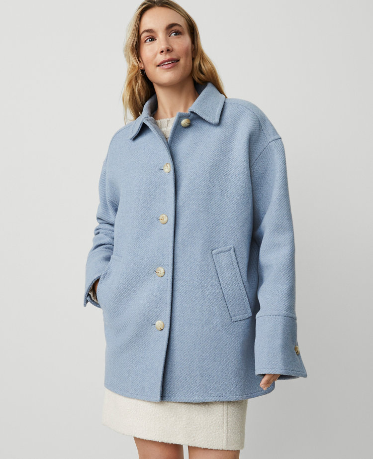 Collared Button Front Relaxed Jacket