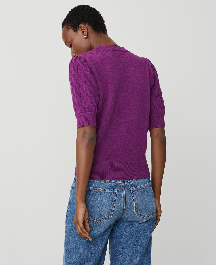 Cable Puff Sleeve Sweater
