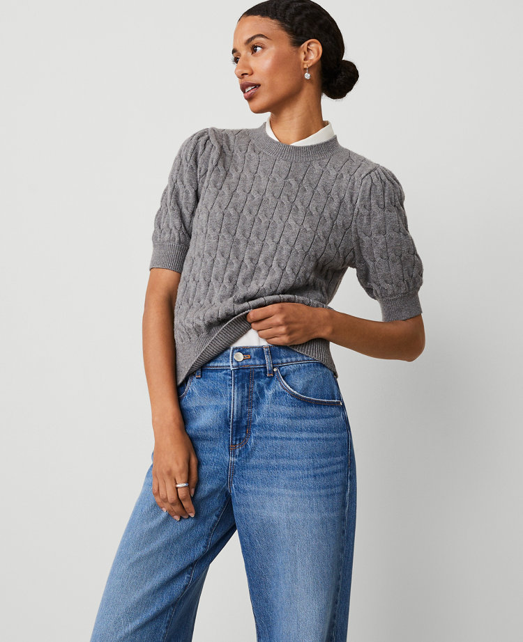 Threaded Pear Harper Collar Puff Sleeve Sweater
