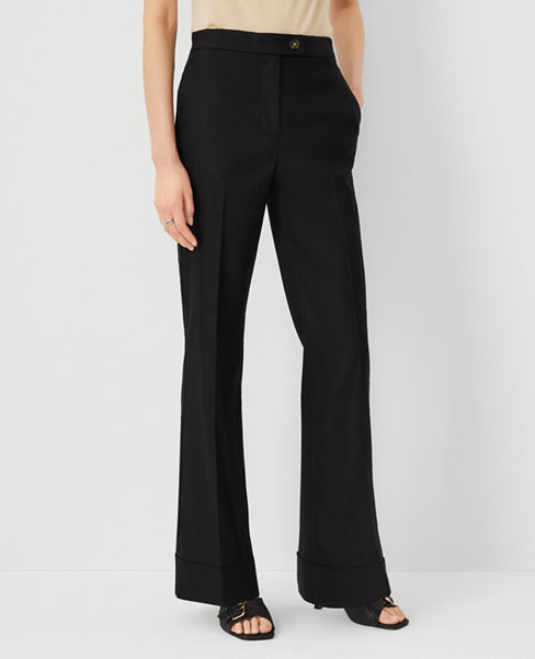 The Petite Tab Waist Cuffed Trouser Pant in Linen Twill - Curvy Fit
