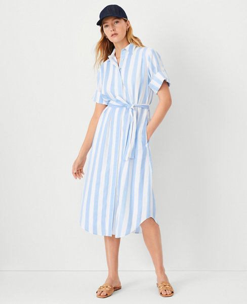 Ann Taylor Petite AT Weekend Linen Blend Midi Pocket Dress