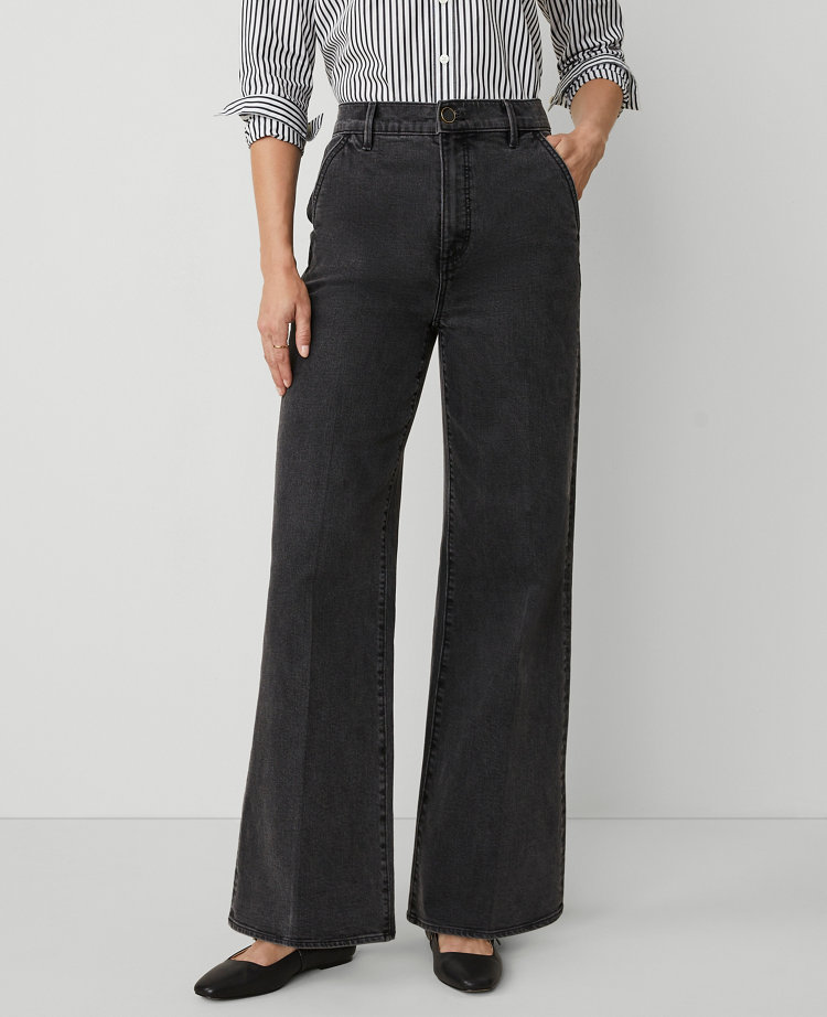 Ann Taylor The Denim Trouser Washed Black Women's