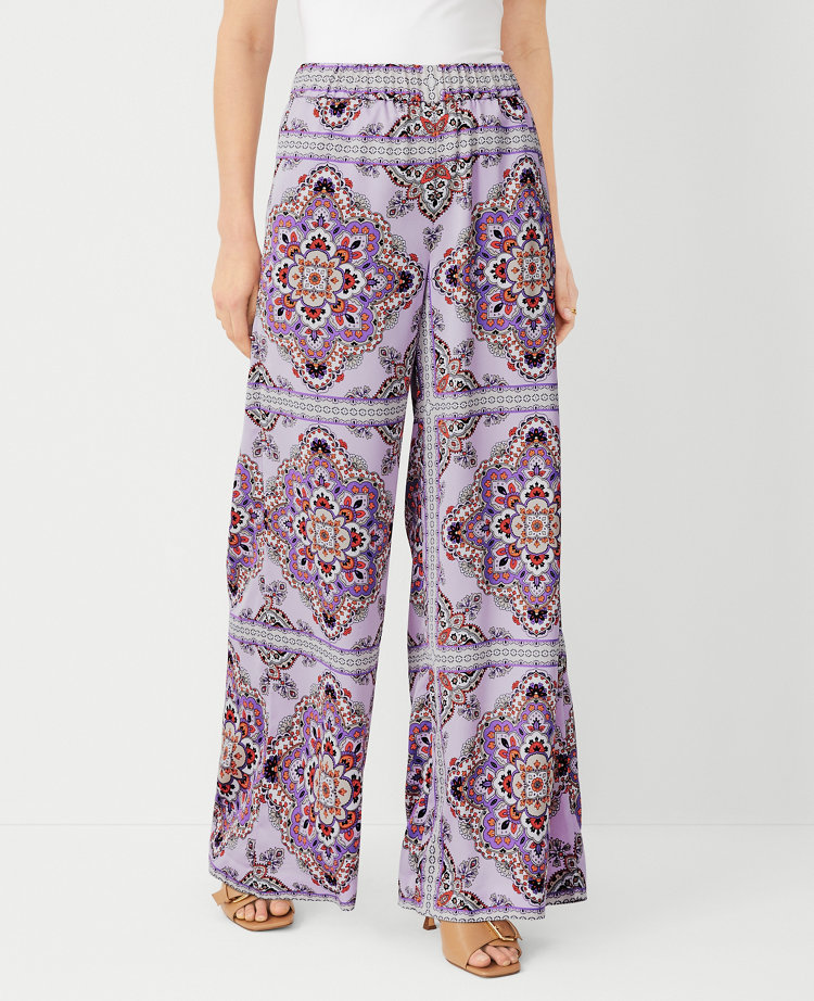 The Petite Easy Palazzo Pant in Tiled Satin