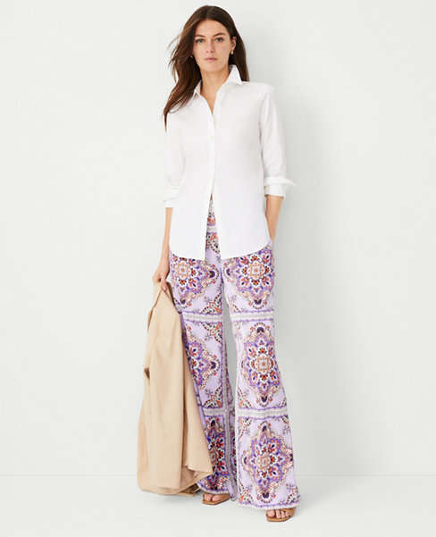 The Petite Easy Palazzo Pant in Tiled Satin