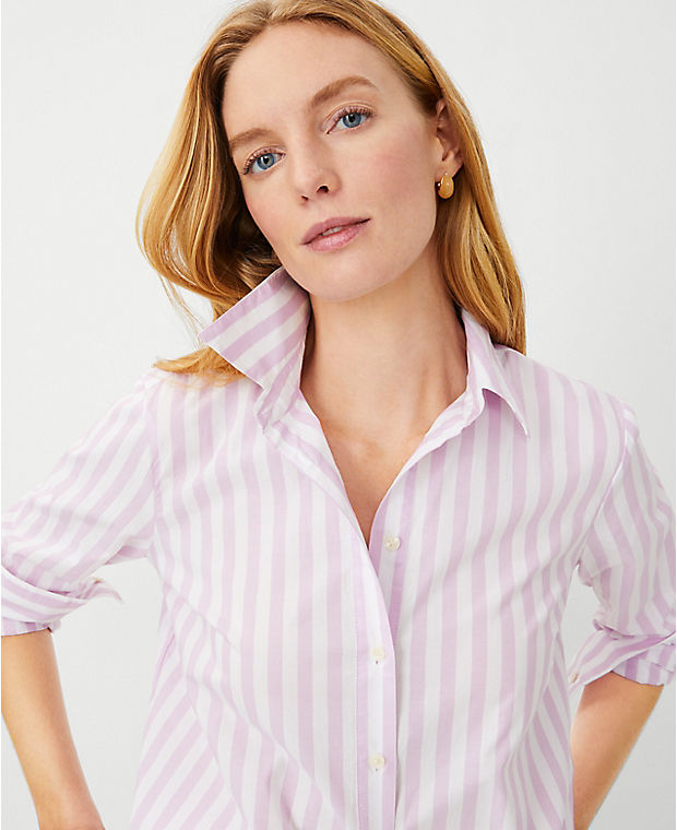 Petite Striped Cotton Relaxed Perfect Shirt