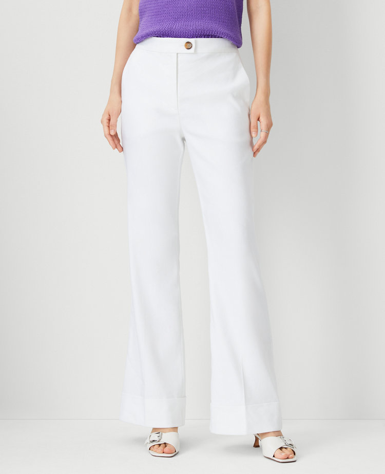 Ann Taylor The Tab Waist Cuffed Trouser Pant Linen Twill