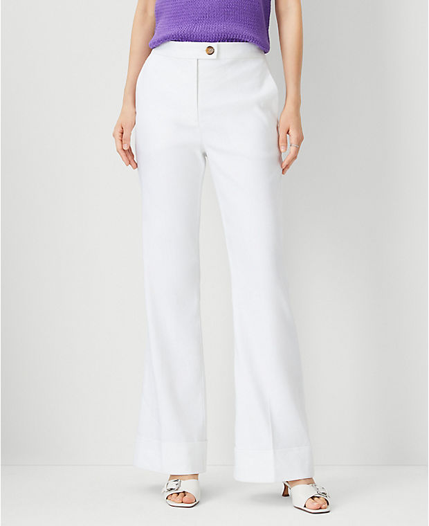 The Tab Waist Cuffed Trouser Pant in Linen Twill - Curvy Fit