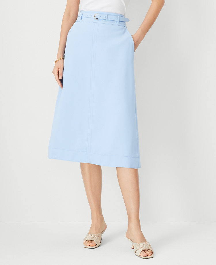 Petite Belted Midi Skirt