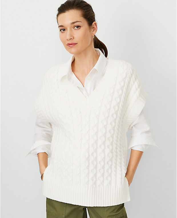 Petite AT Weekend Mixed Stitch V-Neck Sweater