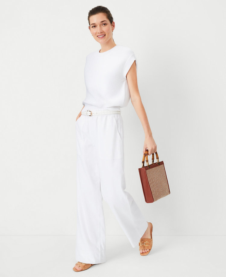 Petite AT Weekend Easy Straight Leg Pants in Linen Blend